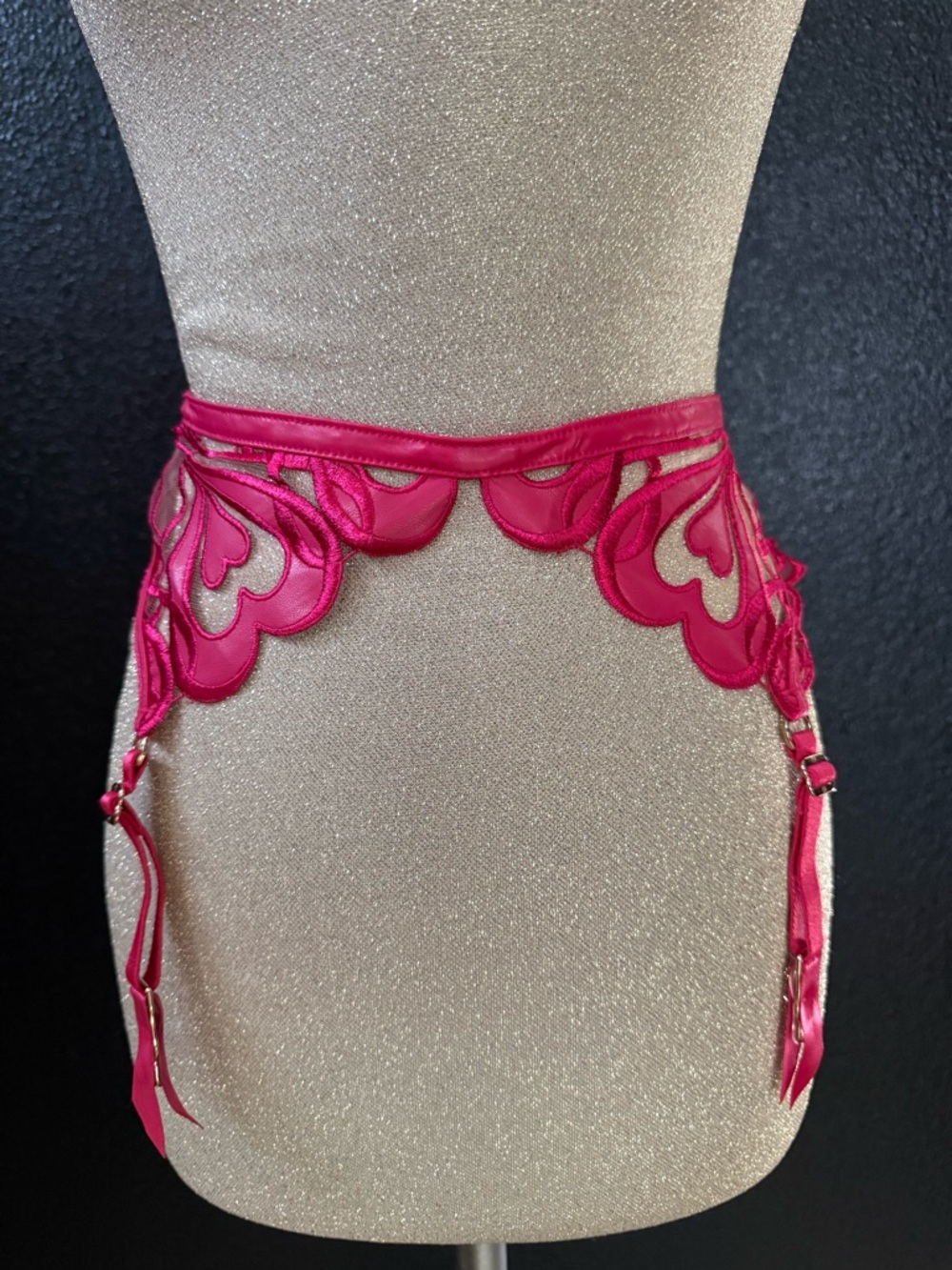 Honey Birdette Hot Pink Sheer Lace Lingerie Strap